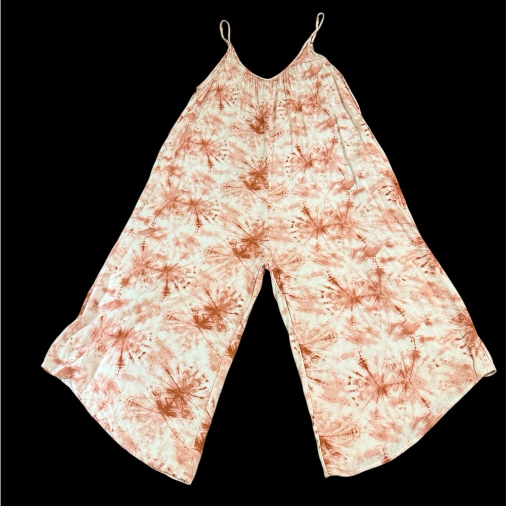 Shinestar Orange and White Jumpsuit with Wide-Leg Design